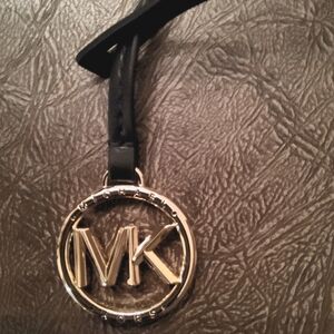 Gold & Black Faux Leather (Michael Kors) Tag/Purse Charm